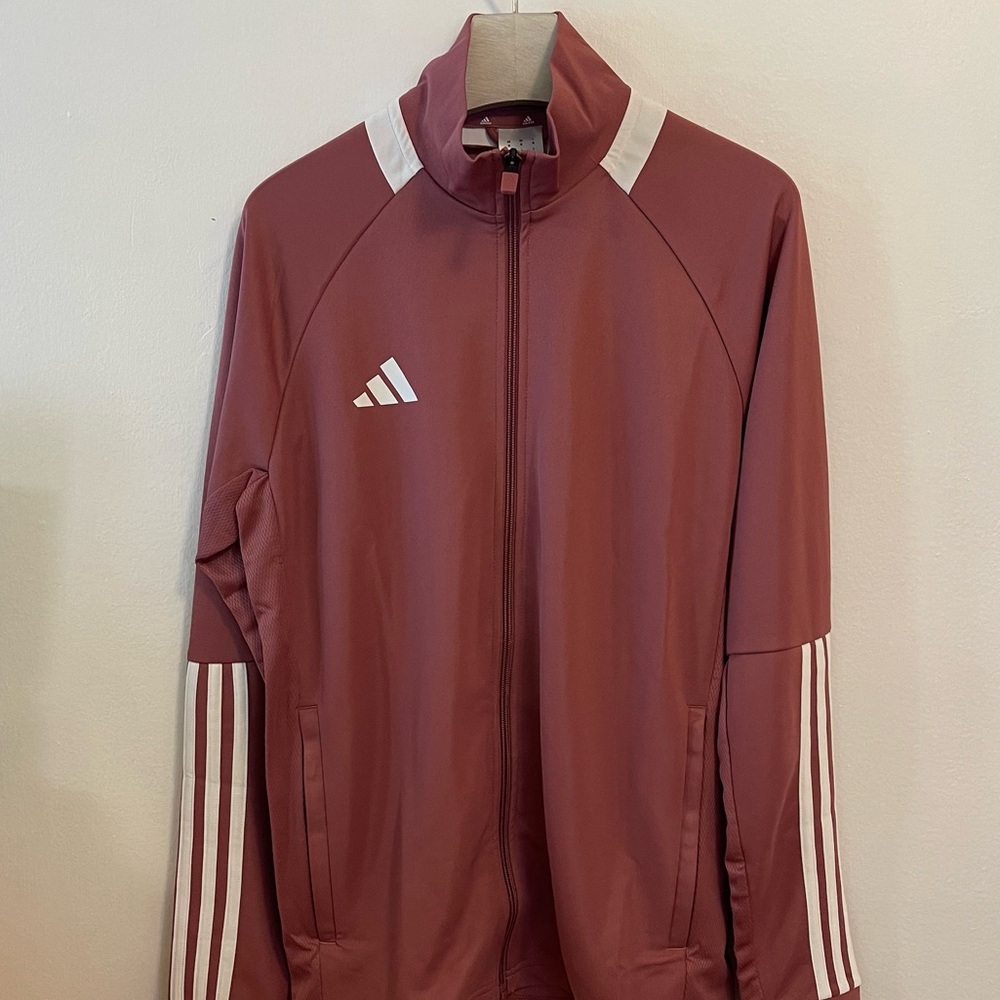 adidas Men's Sereno Cut 3-Stripes Slim Track Jacket Medium Lightweight Crimson